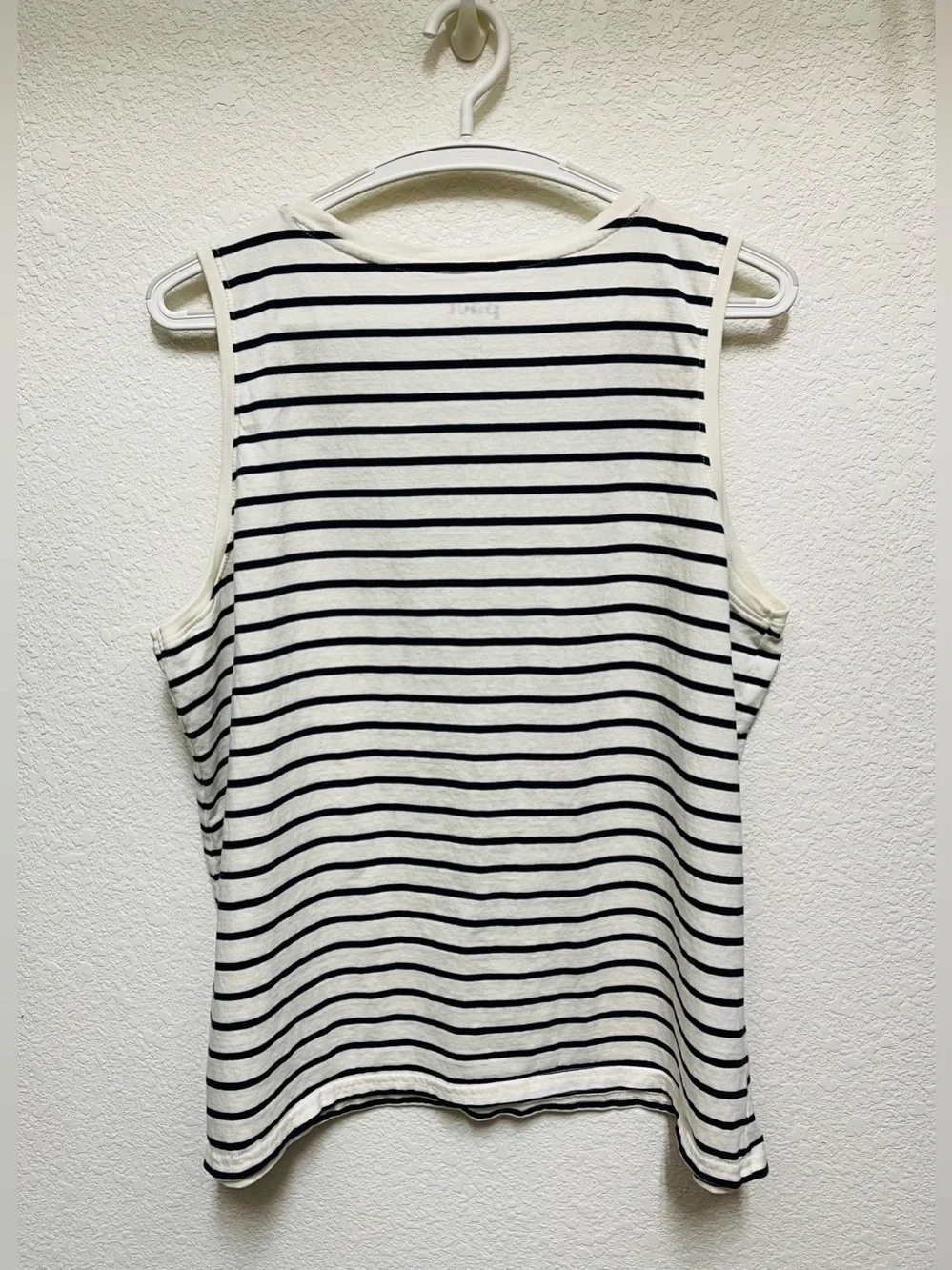 PACT Organic Cotton Softspun High Neck Tank Top Navy & White Sailor Stripes XL - Picture 2 of 4